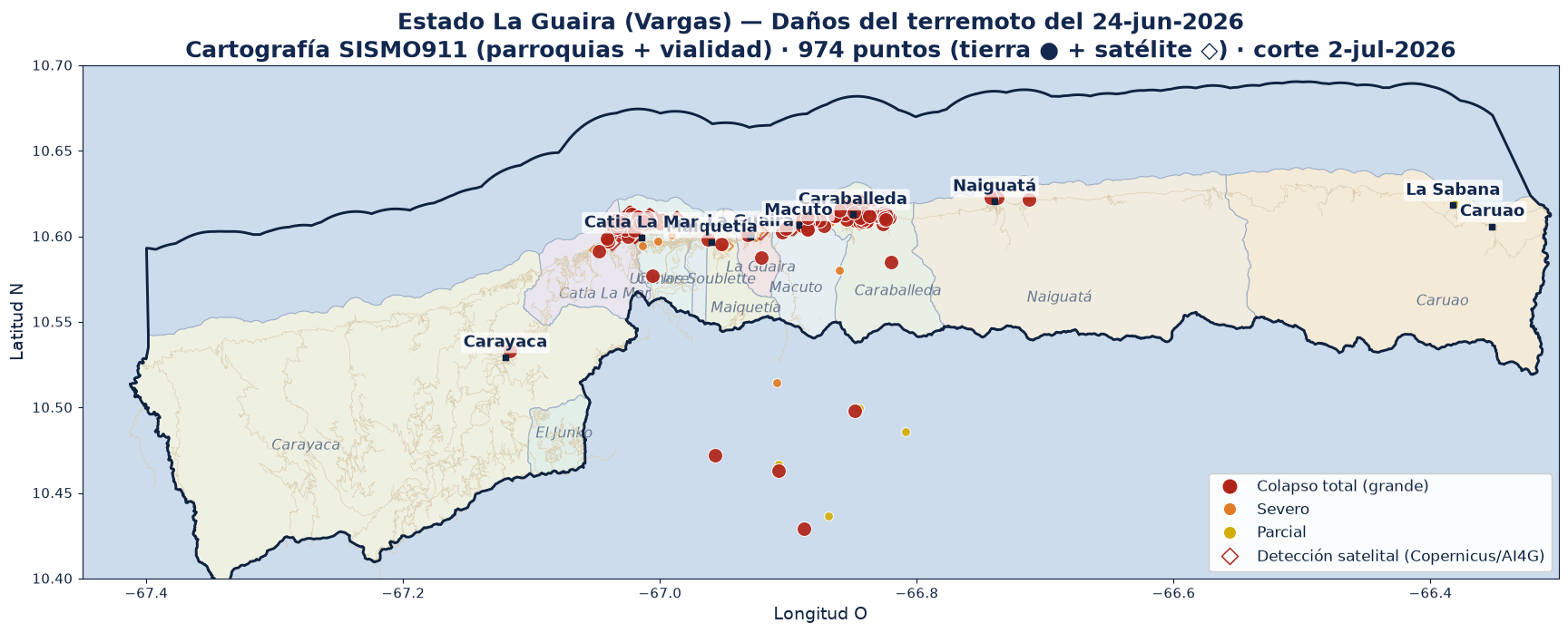 Mapa de daños La Guaira